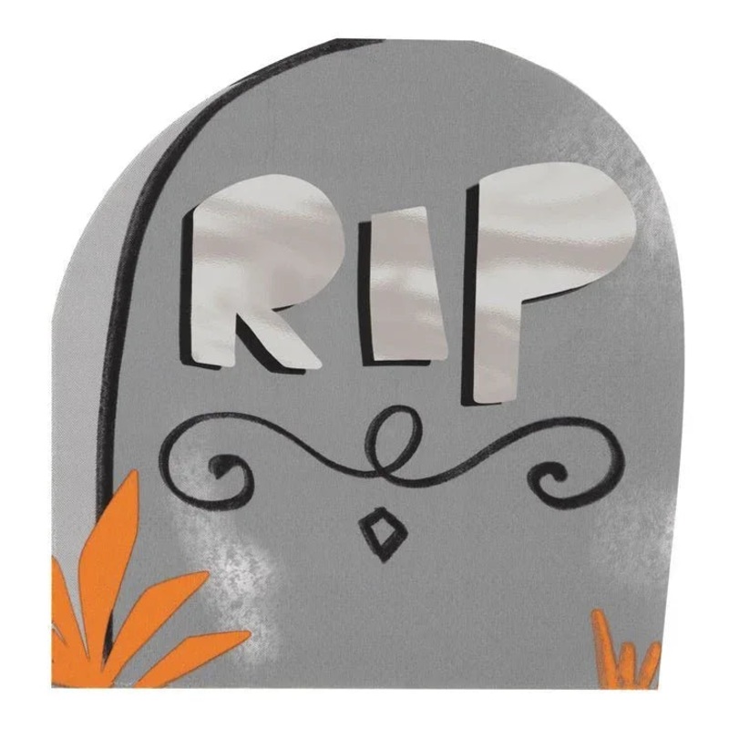 Halloween Bats & Boos Tombstone Shaped Beverage Napkins | 16ct