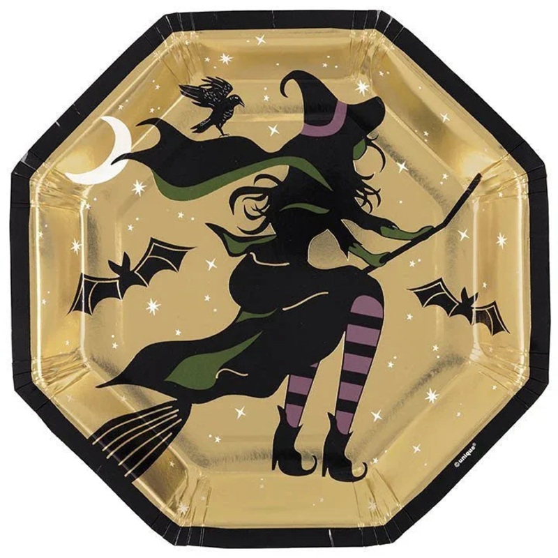 Halloween Celestial Witch Octagon Shaped Dinner Plates 7 | 8ct