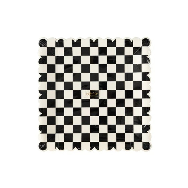 Halloween Party More Black Checkered Paper Plates 9 | 8ct