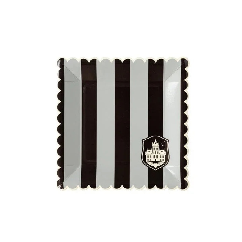 Halloween Party More Tonal Black Stripe Paper Plates 8 | 8ct