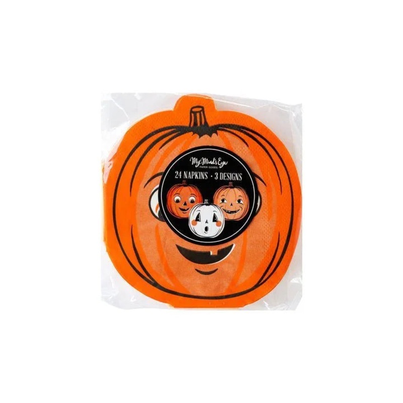 Halloween Vintage Pumpkin Beverage Napkins Set | 24Ct