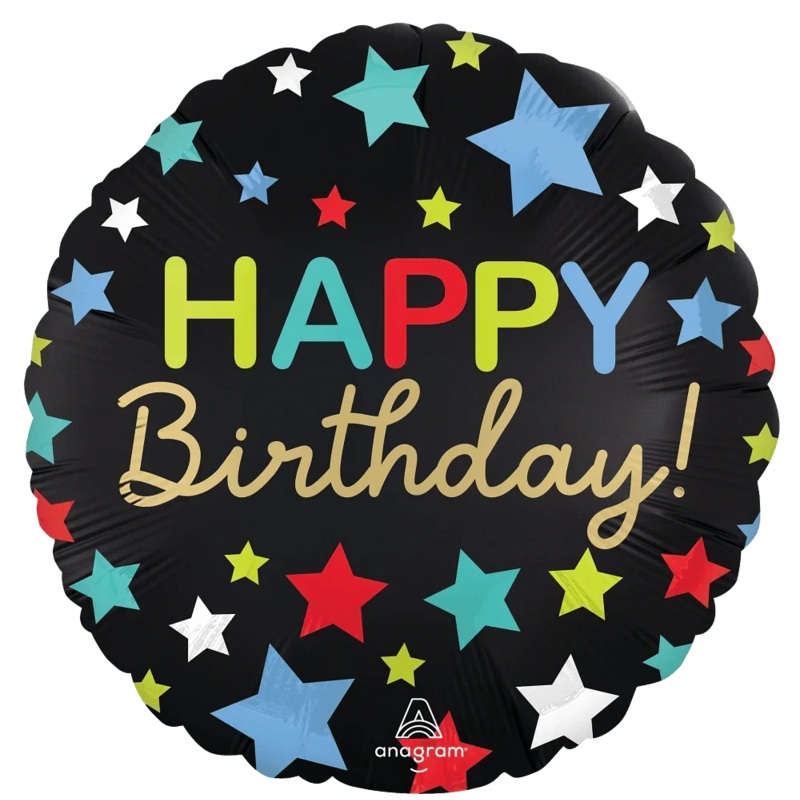 Happy Birthday Stars Satin Mylar Balloon – 18 | 1 ct.