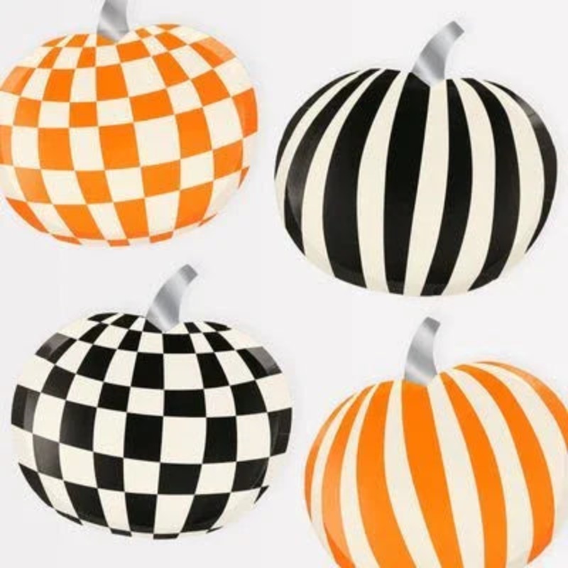Meri Meri Hallowee Mod Pattern Pumpkin Plates 9 | 8 ct