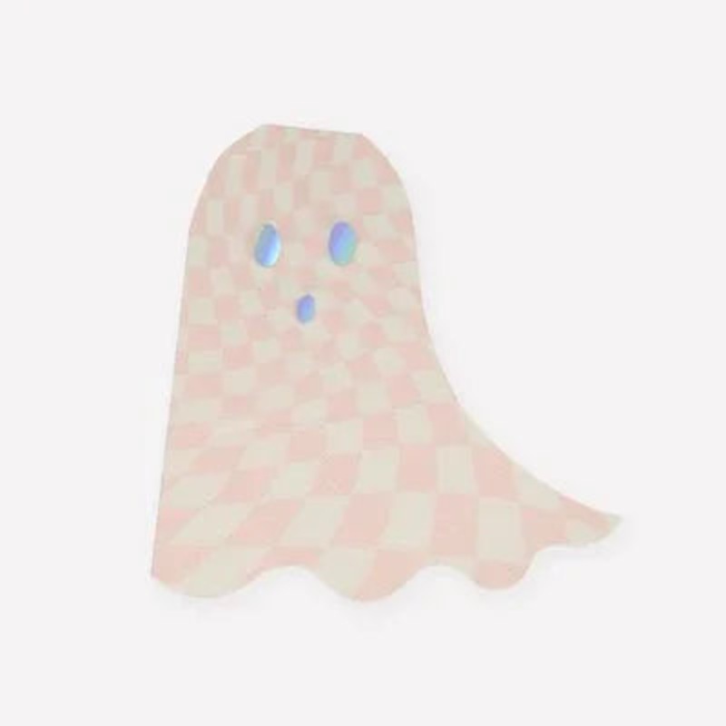 Meri Meri Halloween Pink Checker Ghost Napkins | 16 ct