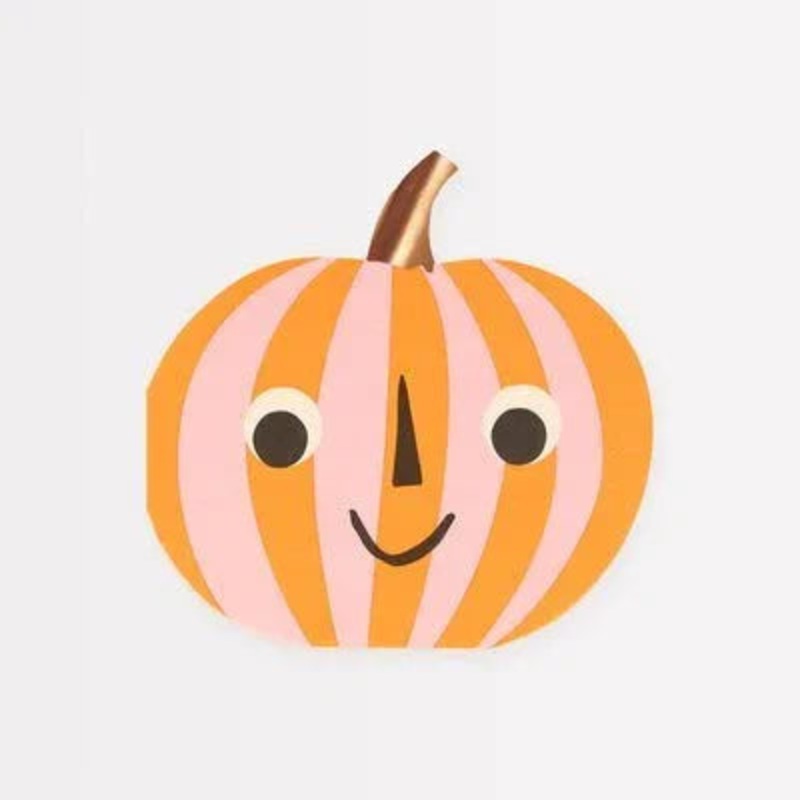 Meri Meri Halloween Pink & Orange Stripy Pumpkin Napkins | 16 ct