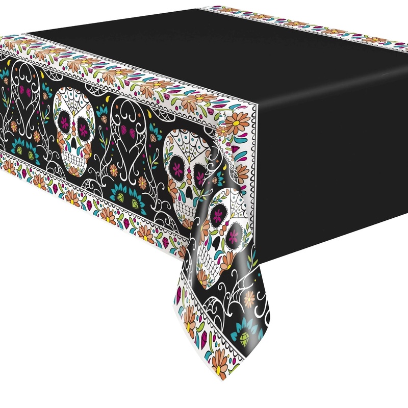 Skull Day of The Dead Plastic Tablecloth, 84 x 54 in | 1ct