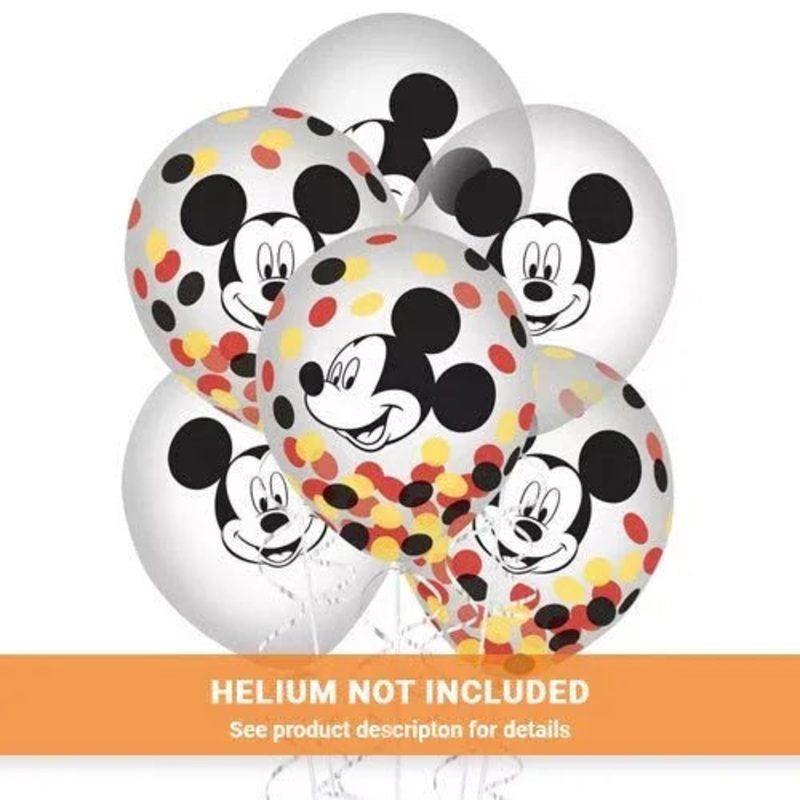 12 Mickey Mouse Latex Confetti Balloon Pack | 6ct