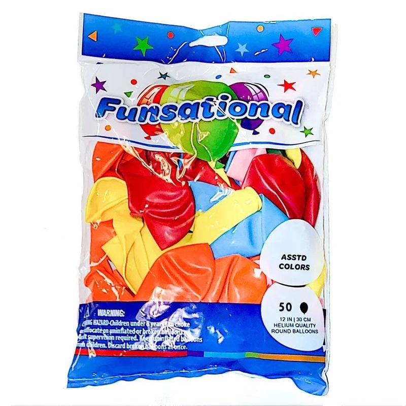 Assorted Colors Funsational 12 Latex Balloons | 50ct