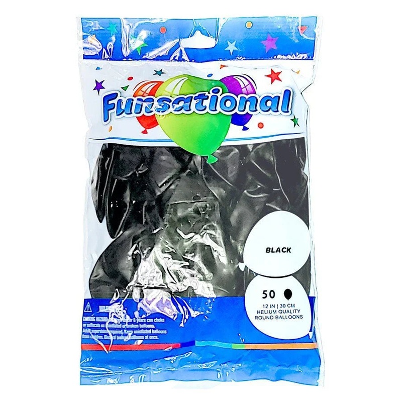Black Funsational 12 Latex Balloons | 50ct