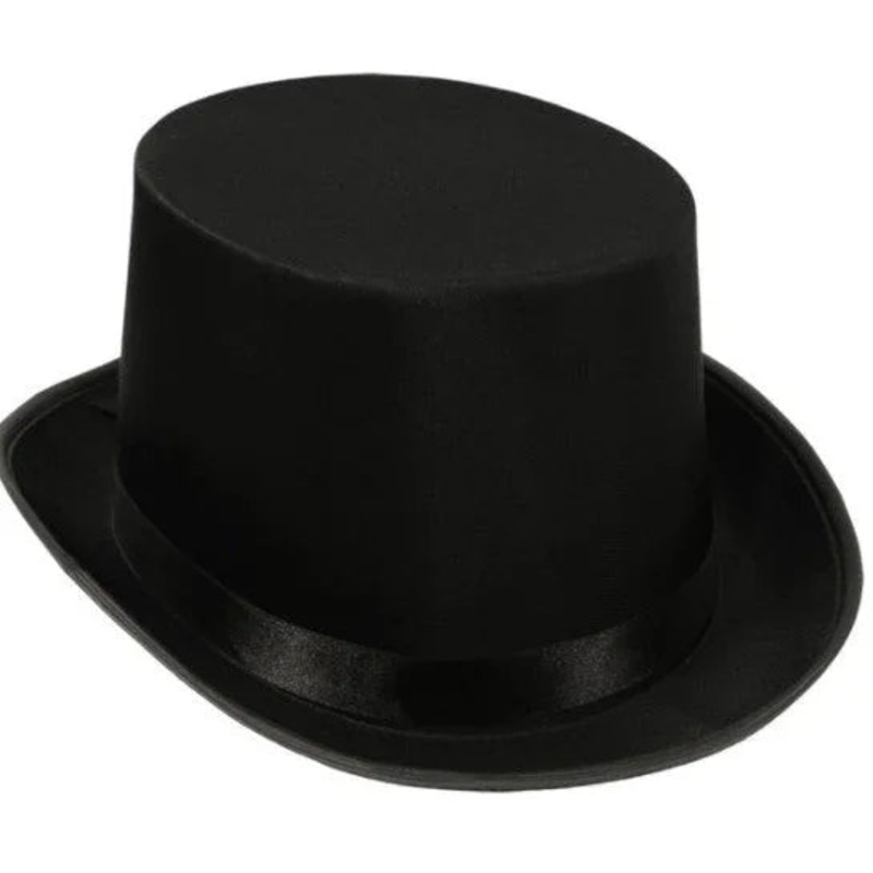 Black Satin Sleek Top Hat | 1ct