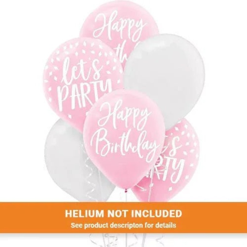 Blush Birthday Latex Balloons 12in | 15ct