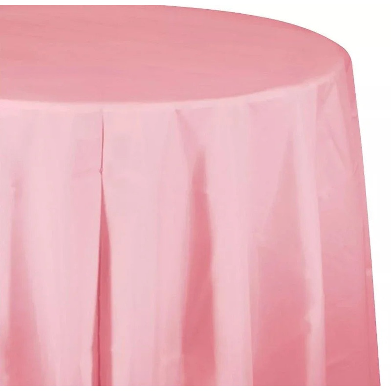 Classic Pink Round Plastic Table Cover 82 | 1 ct