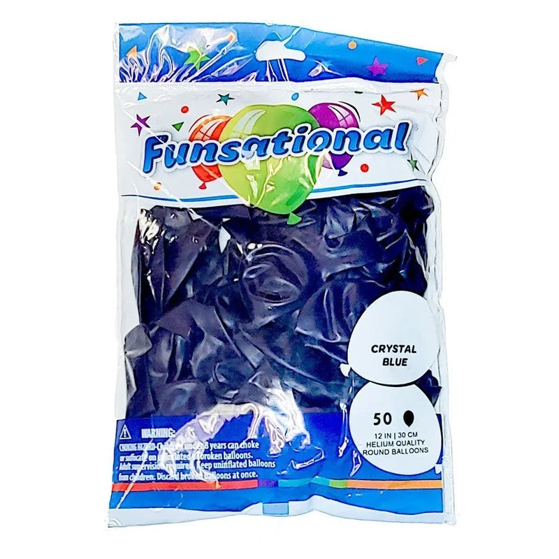 Crystal Blue Funsational 12 Latex Balloons | 50ct