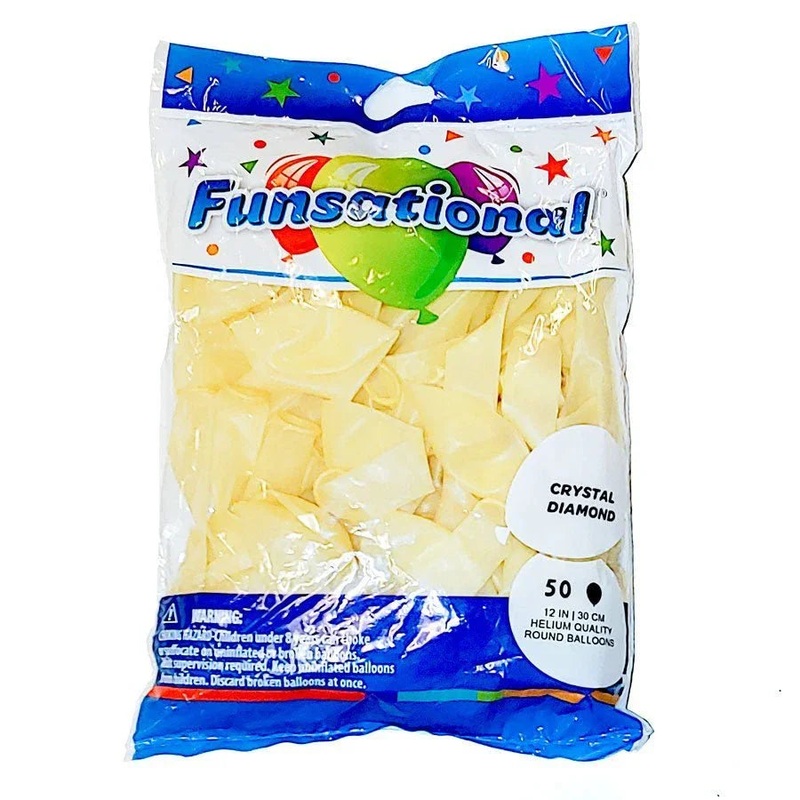 Crystal Diamond Funsational 12 Latex Balloons | 50ct