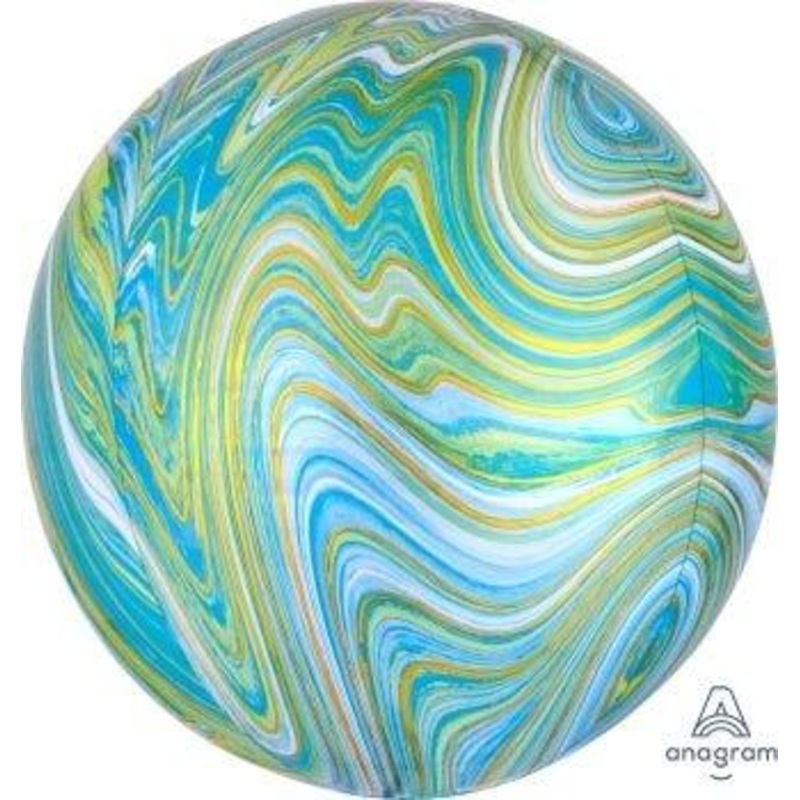 Green/Blue Marblez Orbz Balloon 15 | 1ct
