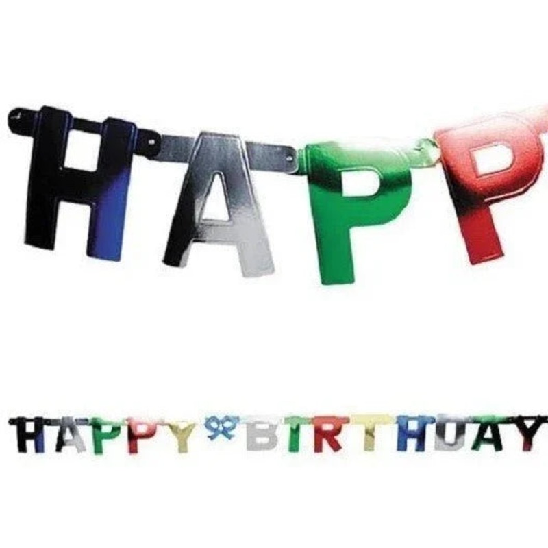 Happy Birthday Metallic Letter Banner | 1ct