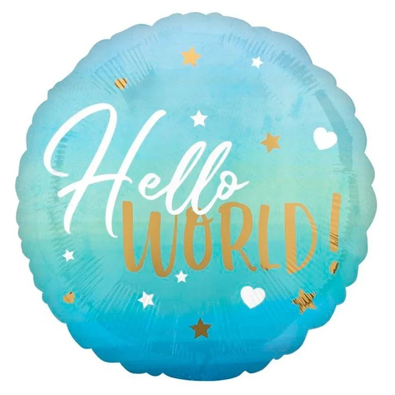 Hello World Blue Mylar Balloon 18 | 1ct
