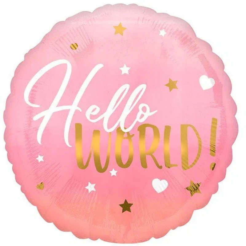Hello World Pink Mylar Balloon 18 | 1ct