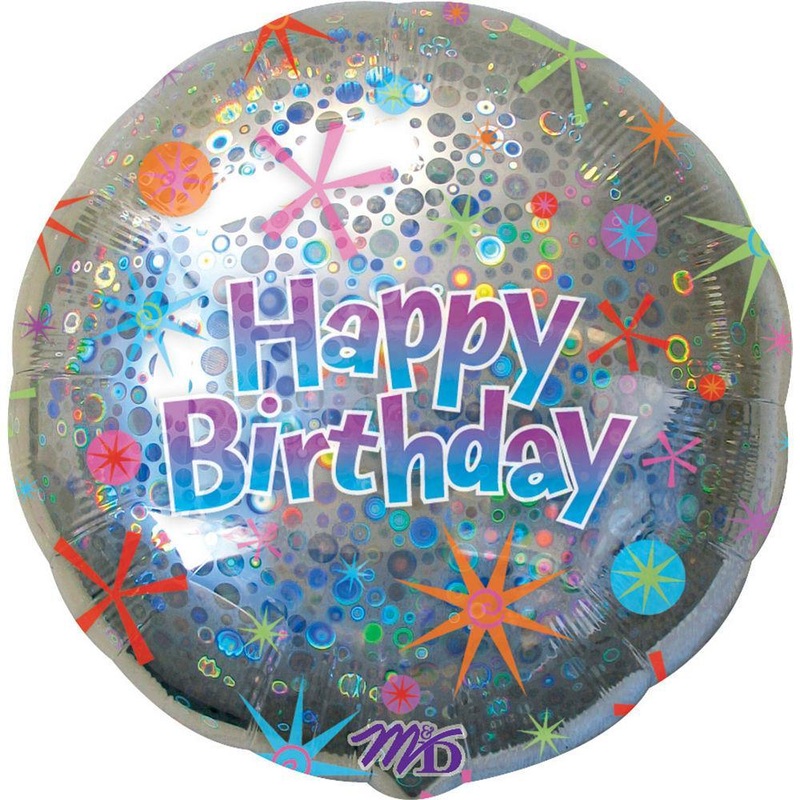 Holographic Circles Happy Birthday Supershape Foil Balloon 32” | 1 ct