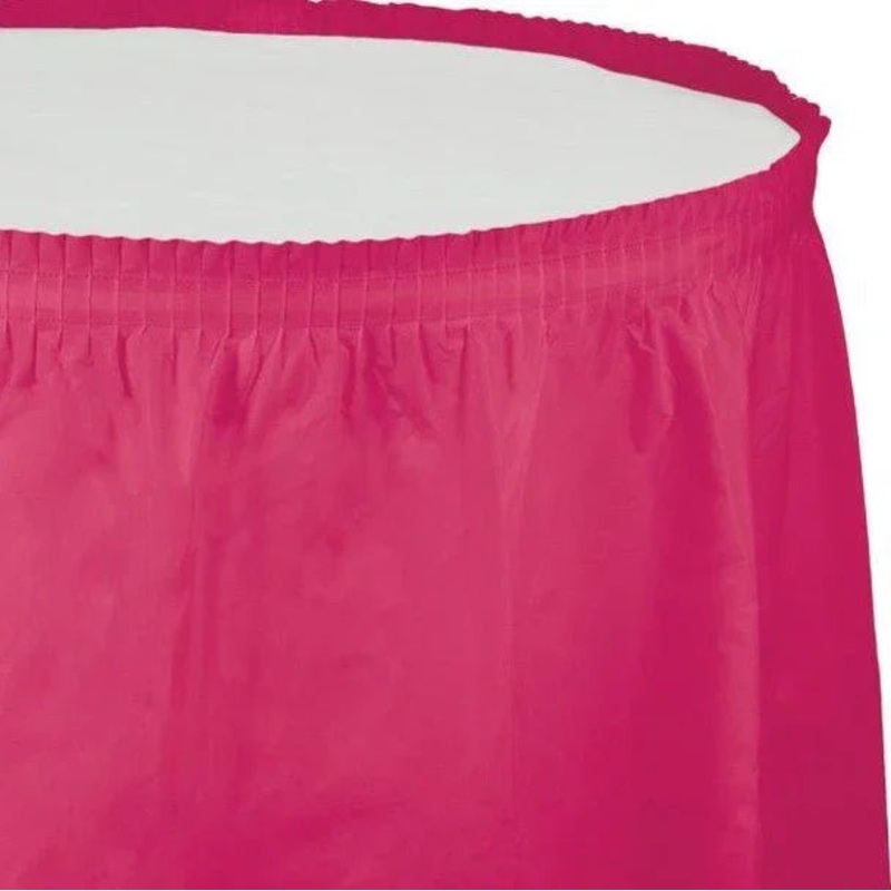 Hot Magenta Plastic Table Skirt  | 1ct 29×14′