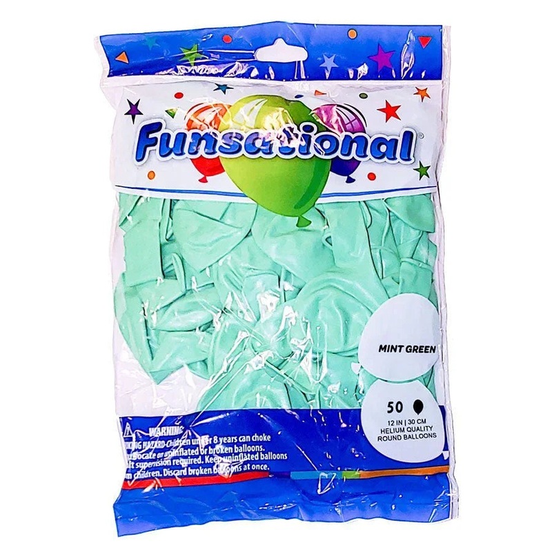 Mint Green Funsational 12 Latex Ballons | 50ct
