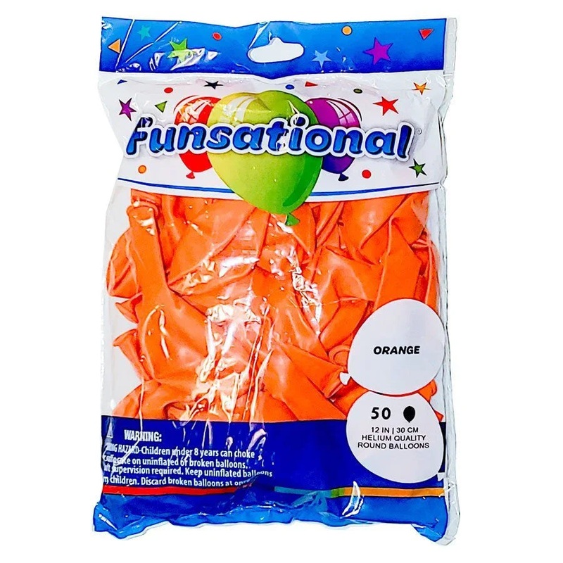 Orange Funsational 12 Latex Ballons | 50ct