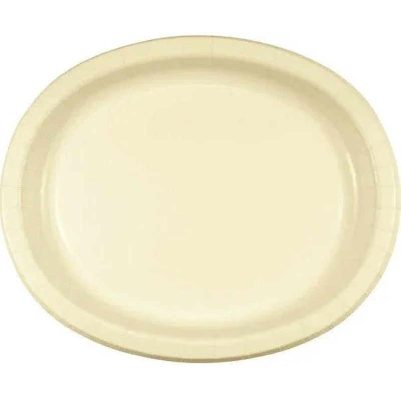 Vanilla Creme Oval Dinner Paper Plates | 8ct