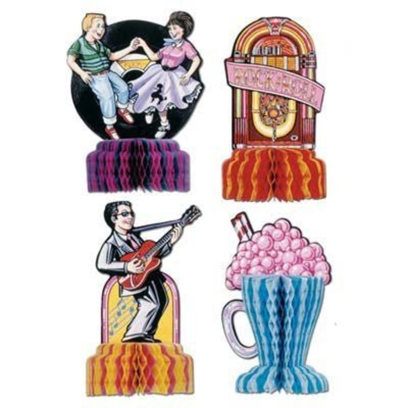 50s Playmates Honeycomb Centerpiece Decorations 5 | 4ct