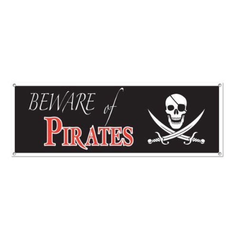 Beware Pirates Sign Banner 5′ x 21 | 1 ct