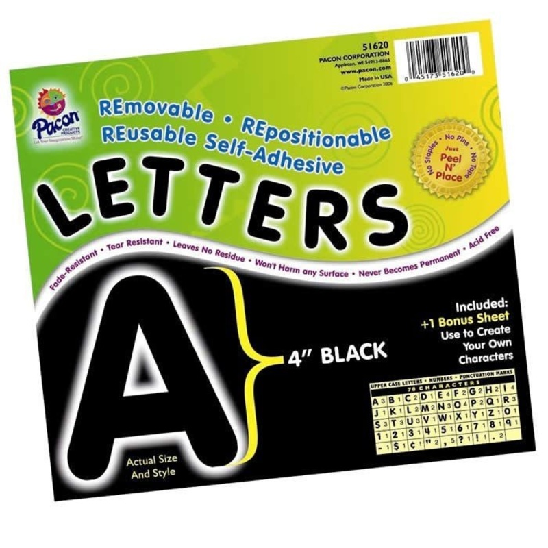 Black Self-Adhesive Letters, 4” | 78 ct
