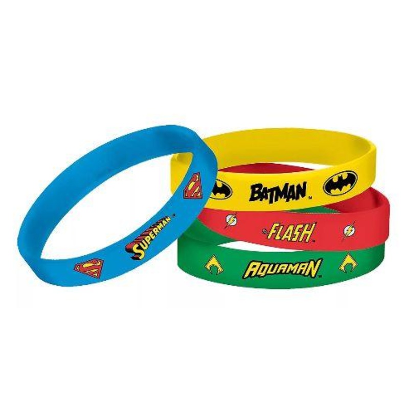 Justice League Rubber Wristbands | 4 ct