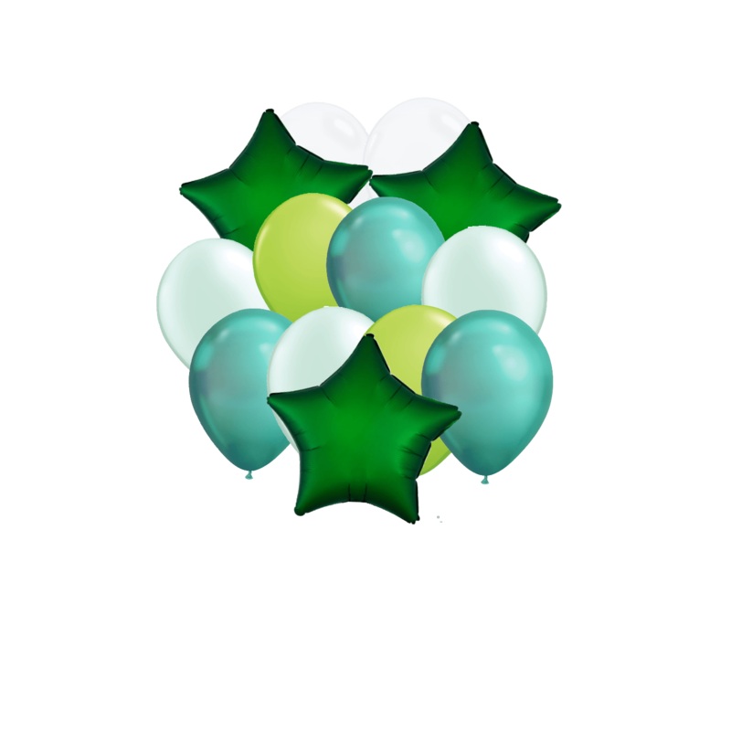 3 Satin Emerald Star Balloon Bouquet | 13 pcs