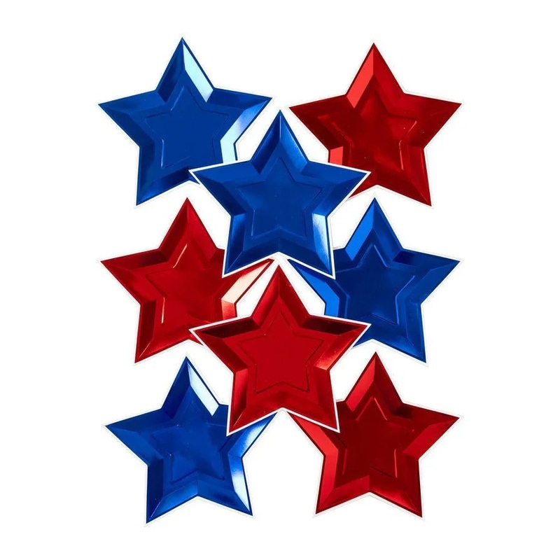 Blue And Red Foil Star Shaped Paper Plates 11 | 8 ct