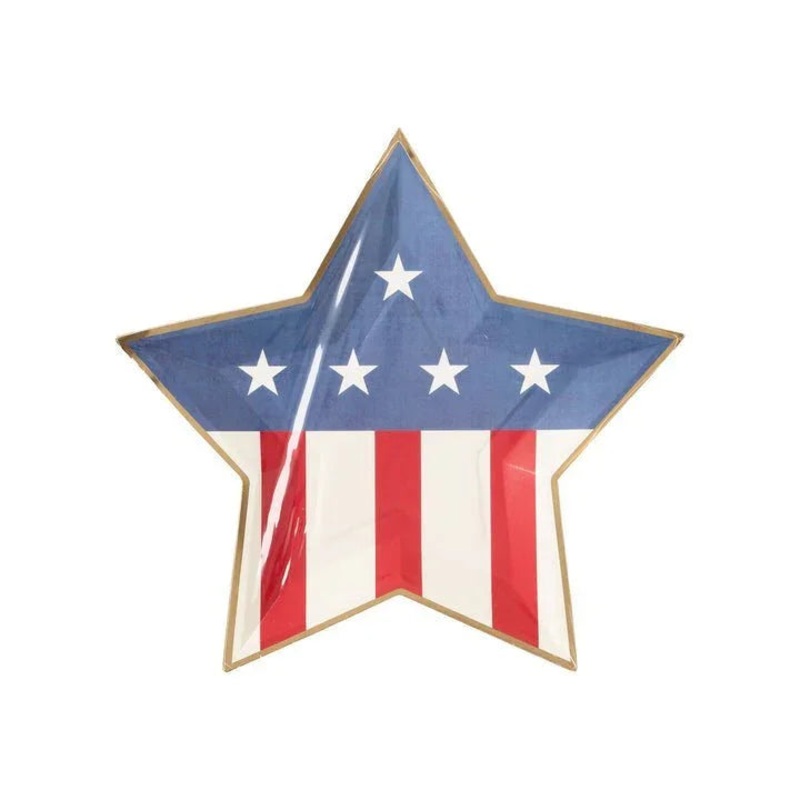 Denim And Stripes Star-Shaped Paper Plate 9 | 8 ct
