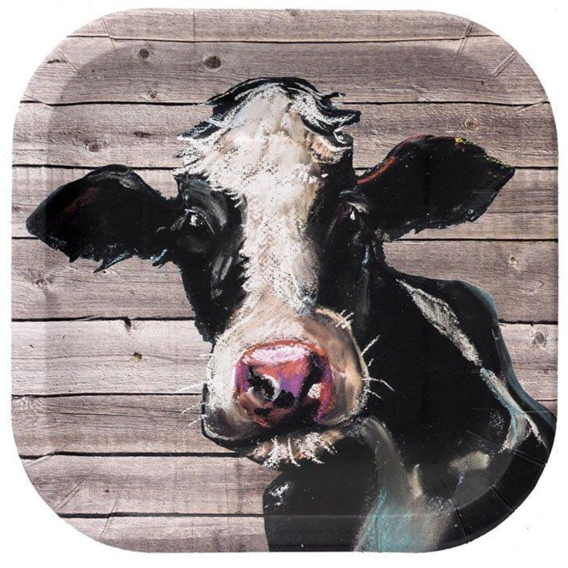 Farm Table Cow Square Plates 9 | 8 ct