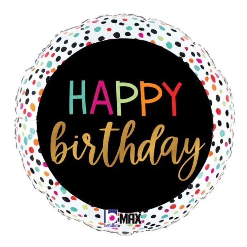 Happy Birthday Colorful Dots Mylar Balloon 18  | 1ct.