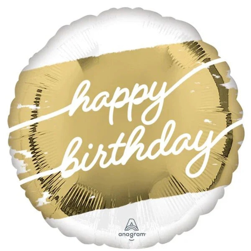 Happy Birthday Golden Mylar Balloon 17  | 1ct.