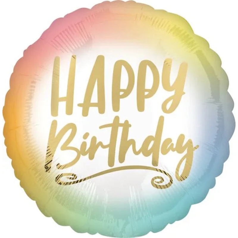 Happy Birthday Ombre & Gold Mylar Balloon 17  | 1ct.