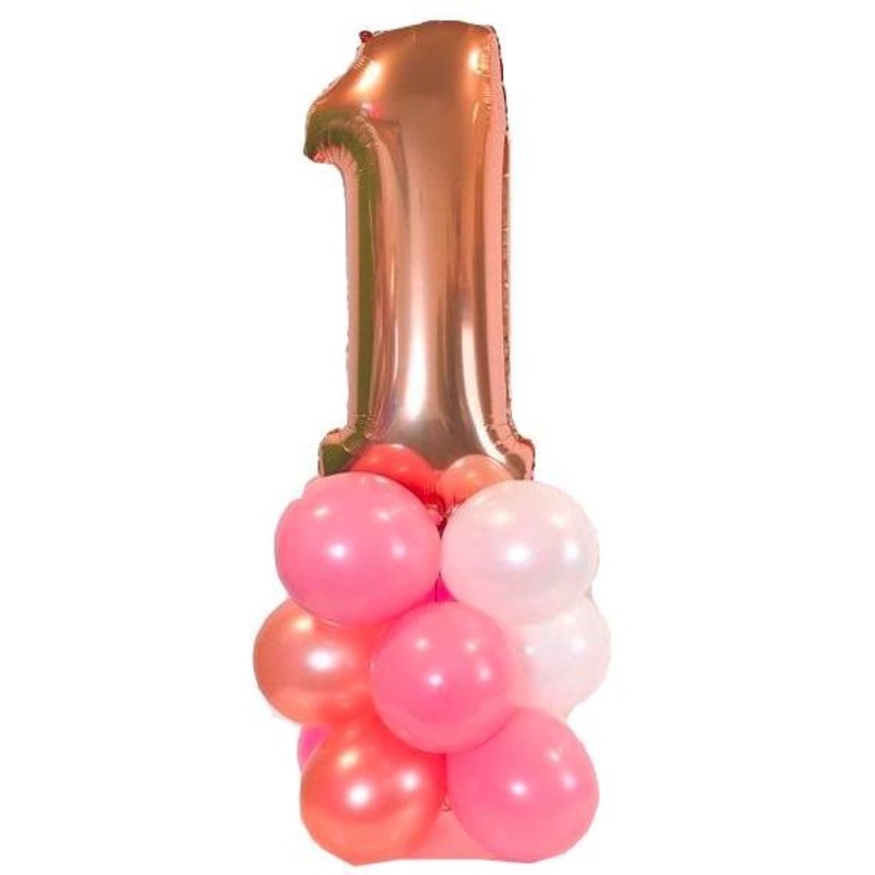 Jumbo Rose Gold Number Pink Bouquet | 13-15 pcs