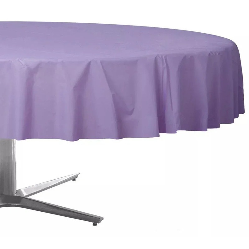Lavender Plastic Table Cover 84 Round | 1ct