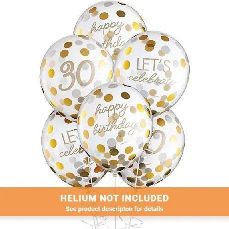 Milestone Latex Confetti 30th Golden Age Balloons 12 | 6 ct