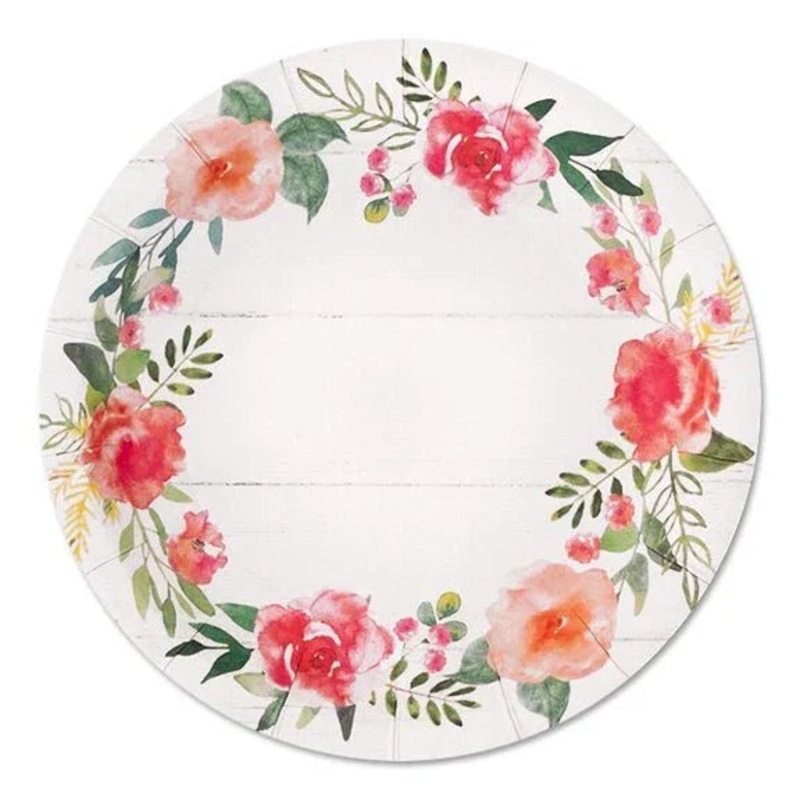 Shiplap Chic Plates with Floral Wreath 7 | 8ct