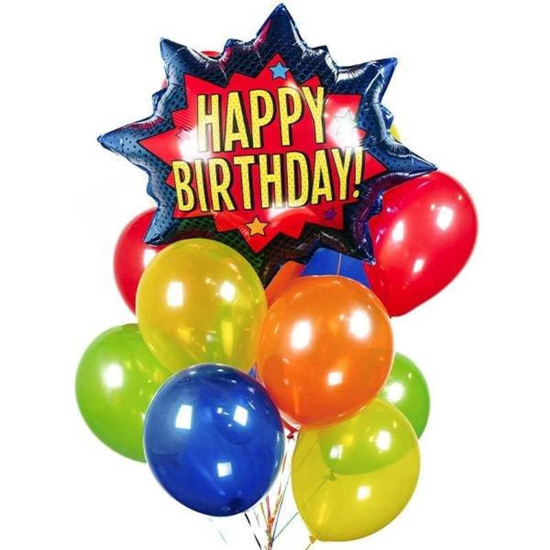 Superhero Happy Birthday Burst Bouquet | 13 pcs