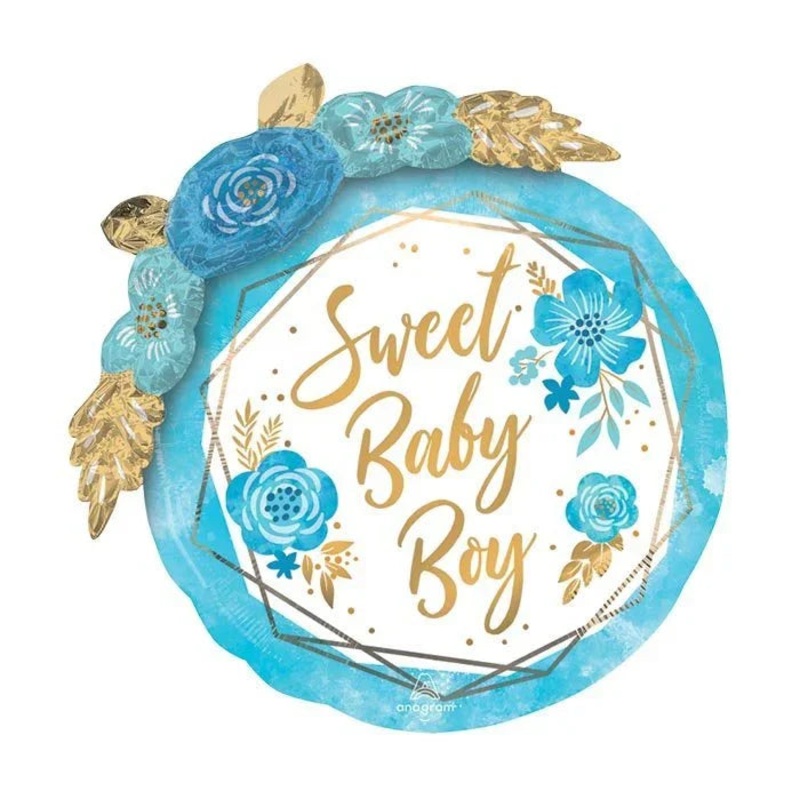 Sweet Baby Boy W/Flowers Supershape Mylar Balloon 27 | 1ct