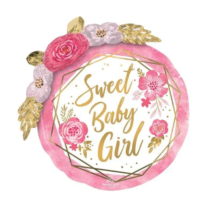 Sweet Baby Girl W/Flowers Supershape Mylar Balloon 27 | 1ct