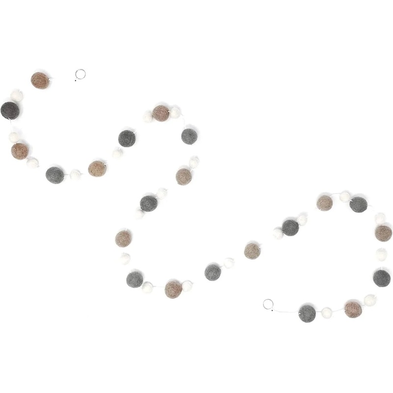 White & Gray Pompom Garland 6ft | 1ct