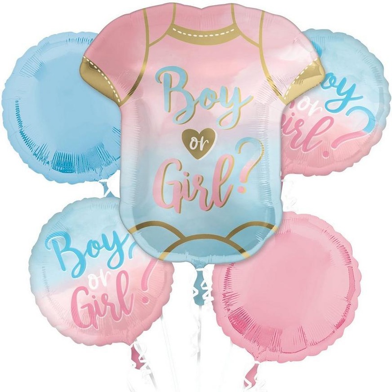 Boy or Girl Gender Reveal Foil Balloon Bouquet | 5 pcs