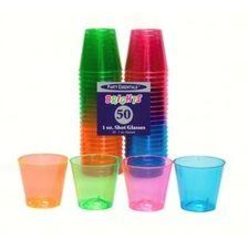 Brights Neon Plastic Shot Glasses Assrt | 50ct