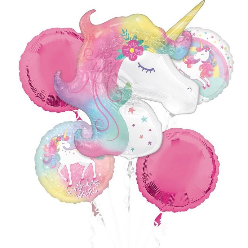 Enchanted Unicorn Foil Balloon Bouquet | 5 pcs