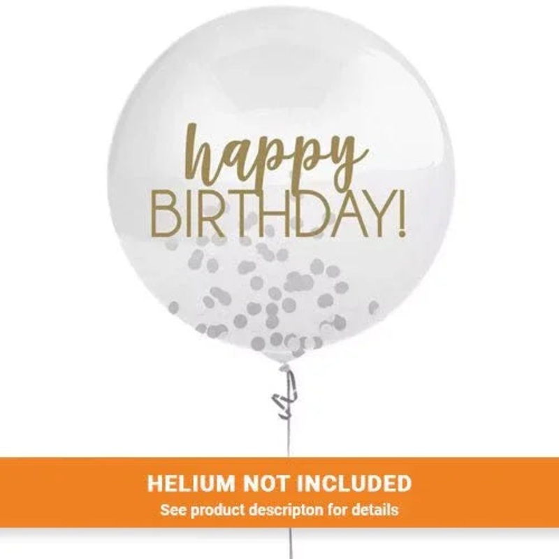 Happy Birthday Flat Gold Confetti Balloon 24 | 1 ct